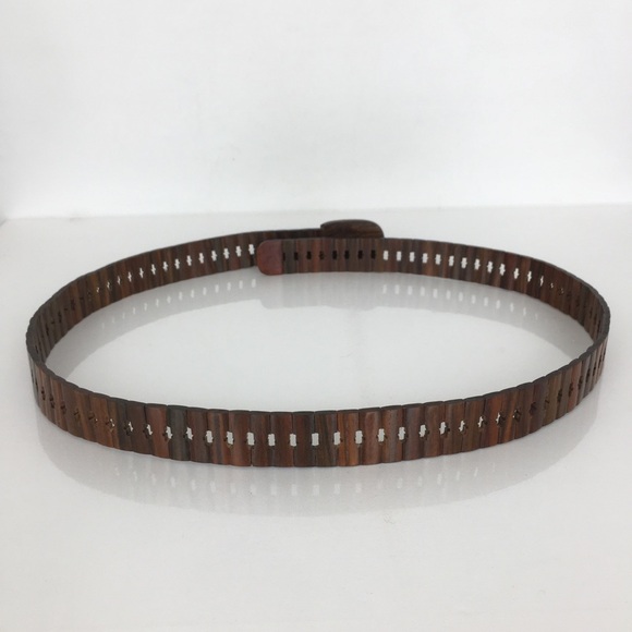 Vintage Teak Wood Belt Brown Women’s Size Medium Boho Natural - Picture 6 of 10